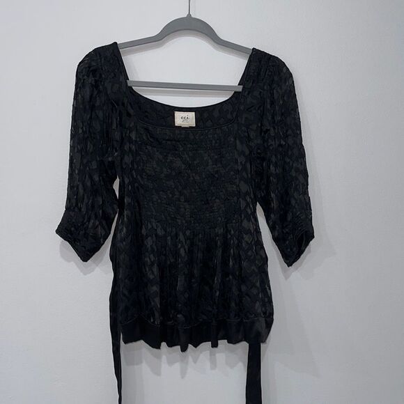 Ice Tops - ECI New York Womens Tie Back  PleatedChiffon Blouse Sz 6P